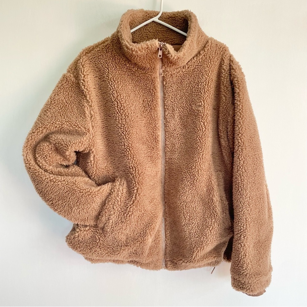 The Upside Fleece Teddy Jacket Brown Tan Zip Up Australian Womens 6